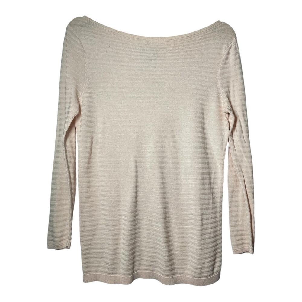 LOFT Lightweight Sweater Ribbed Boat Neck Sz Small Light Pine Balletcore Ribbed
